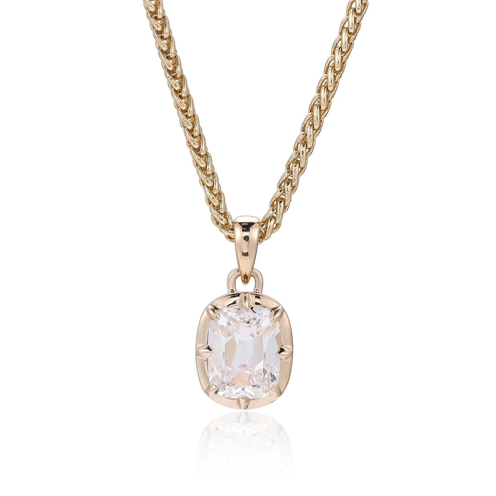 14k gold cushion lab grown diamond prong set pendent necklace 1 14k gold cushion lab grown diamond prong set pendent necklace 1