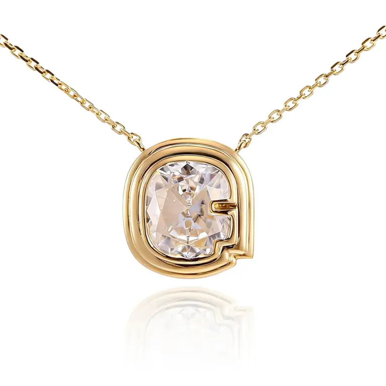 14k gold custom cutting lab grown diamond bezel pendent necklace 1