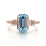 14k gold emerald blue lab grown diamond channel set side stone engagement ring 1