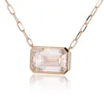 14k gold emerald lab grown diamond bezel pendent necklace 1