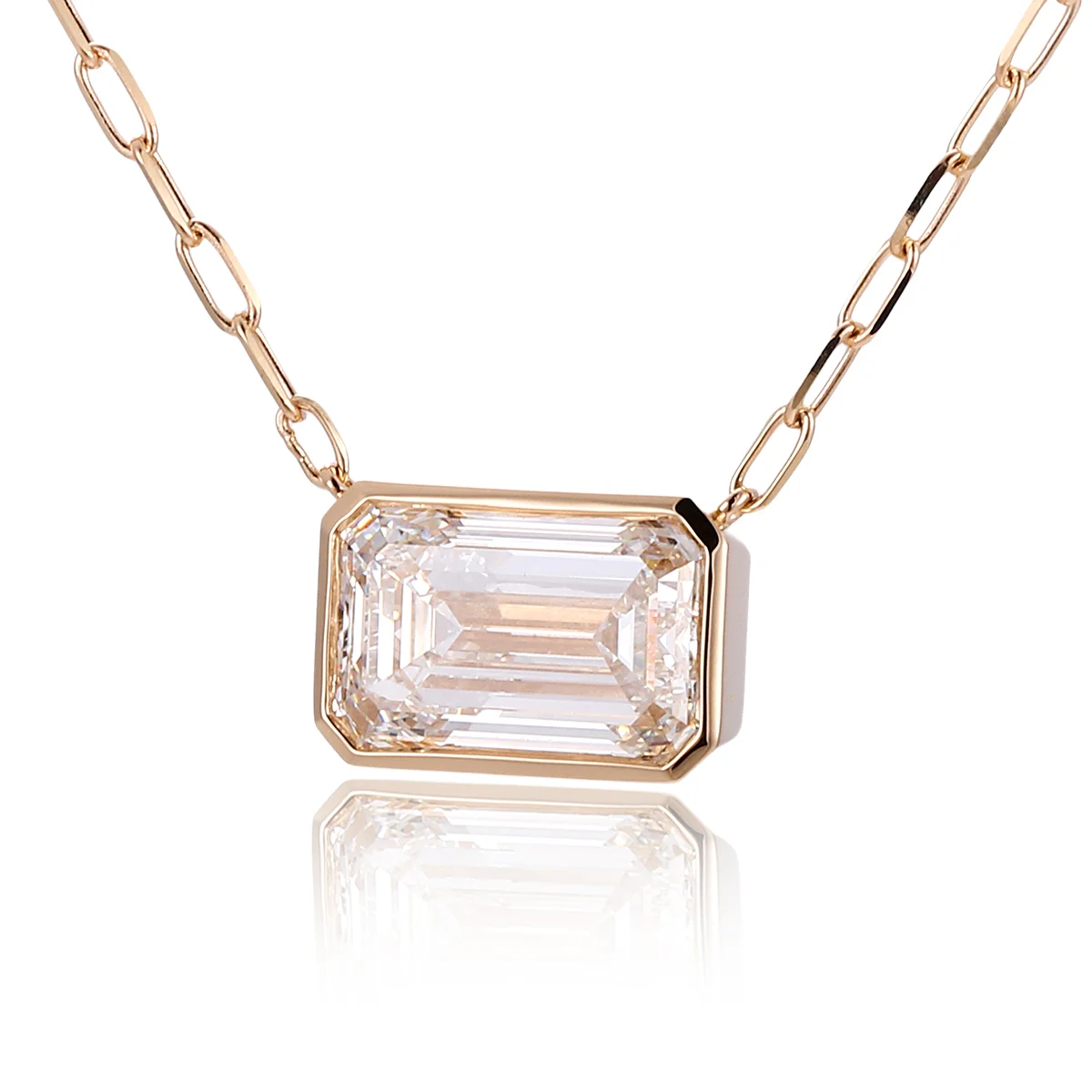 14k gold emerald lab grown diamond bezel pendent necklace 1 14k gold emerald lab grown diamond bezel pendent necklace 1