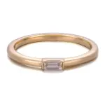 14k gold emerald lab grown diamond bezel promise ring 1