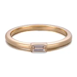 14k gold emerald lab grown diamond bezel promise ring 1