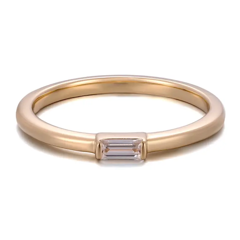 14k gold emerald lab grown diamond bezel promise ring 1