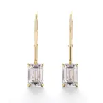 14k gold emerald lab grown diamond prong set drop earring 1