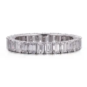 14k gold emerald lab grown diamond prong set eternity ring 1