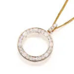 14k gold emerald lab grown diamond prong set pendent necklace 1