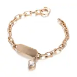 14k gold heart lab grown diamond bezel chain bracelet 1