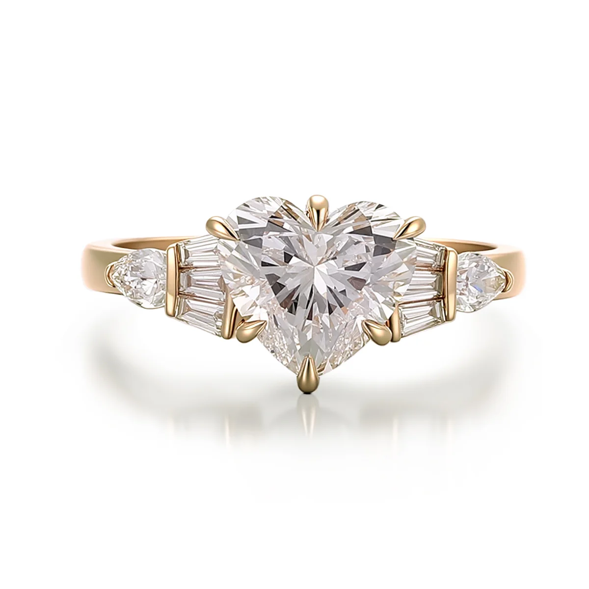 14k gold heart lab grown diamond prong set cluster engagement ring 1 14k gold heart lab grown diamond prong set cluster engagement ring 1