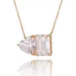 14k gold heart lab grown diamond prong set pendent necklace 1