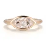 14k gold marquise lab grown diamond bezel solitaire engagement ring 1