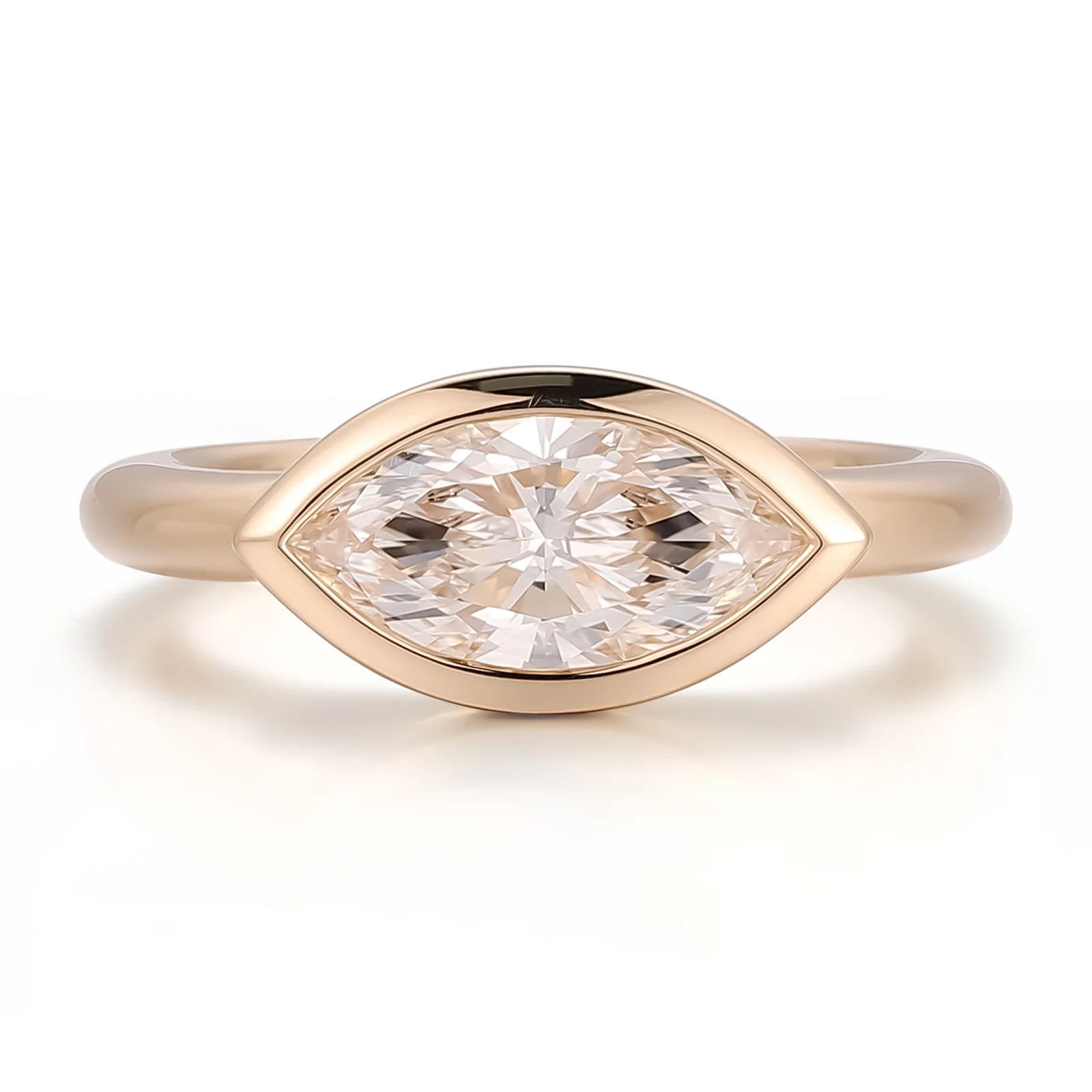 14k gold marquise lab grown diamond bezel solitaire engagement ring 1 14k gold marquise lab grown diamond bezel solitaire engagement ring 1