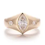 14k gold marquise lab grown diamond bezel wide band engagement ring 1
