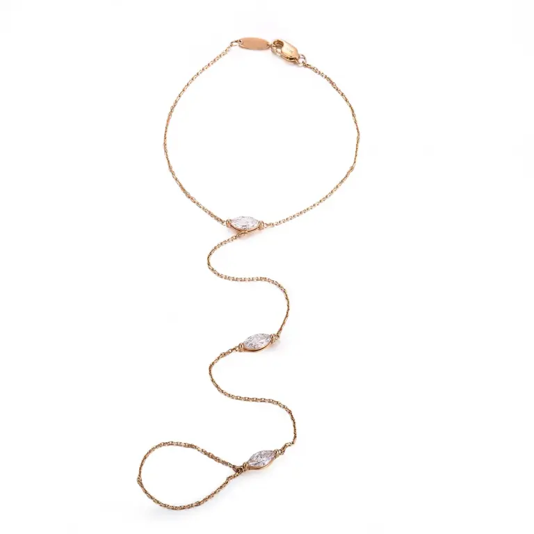 14k gold marquise lab grown diamond prong set chain bracelet 1