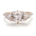 14k gold marquise lab grown diamond prong set halo engagement ring 1