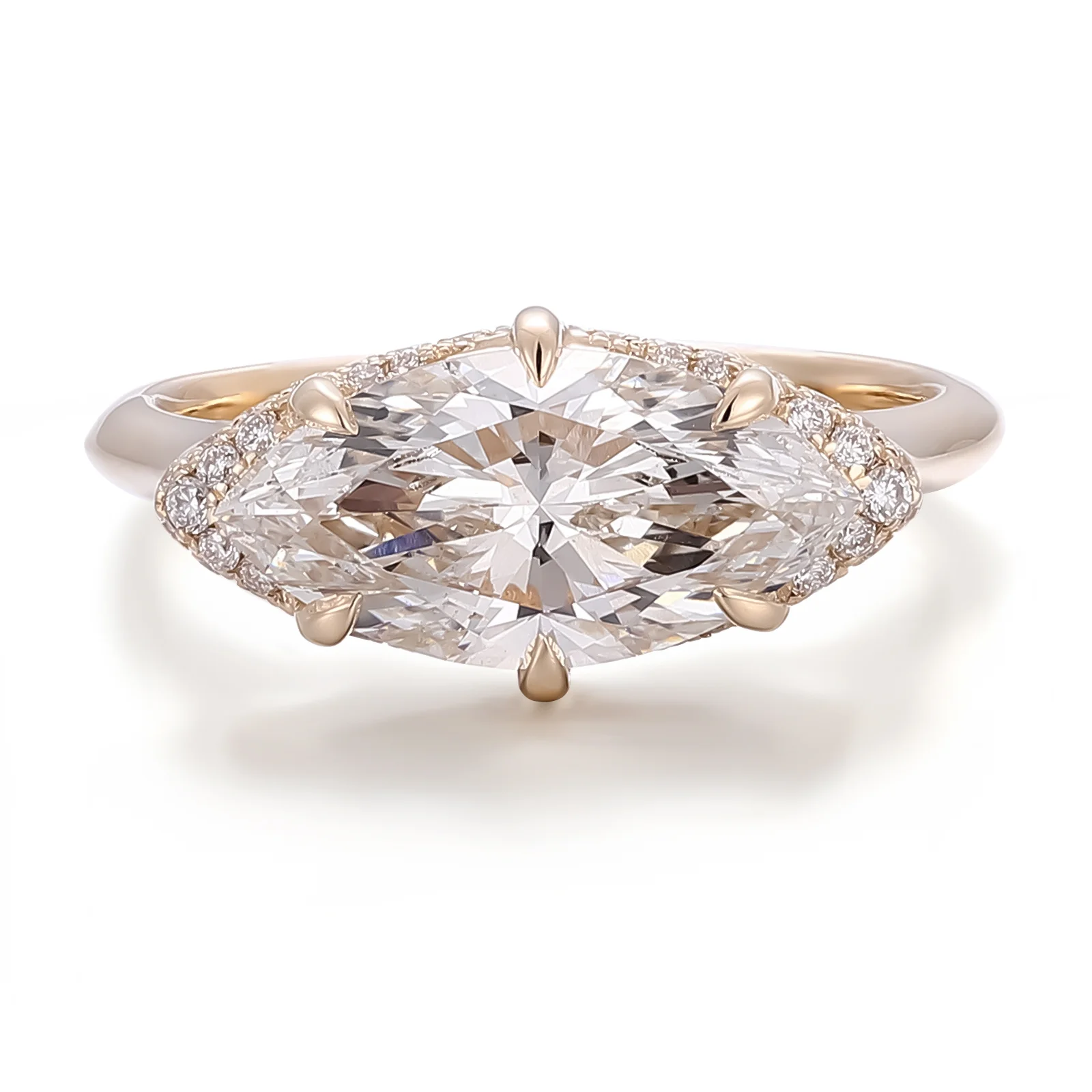 14k gold marquise lab grown diamond prong set halo engagement ring 1 14k gold marquise lab grown diamond prong set halo engagement ring 1