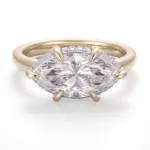 14k gold marquise lab grown diamond prong set hidden halo engagement ring 1