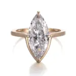 14k gold marquise lab grown diamond prong set solitaire engagement ring 1