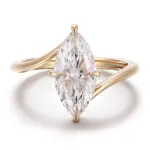 14k gold marquise lab grown diamond prong set split shank engagement ring 1