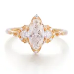 14k gold marquise lab grown diamond prong seting cluster engagement ring 1