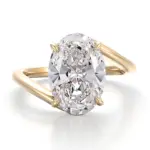 14k gold oval lab grown diamond prong set split shank engagement ring 1
