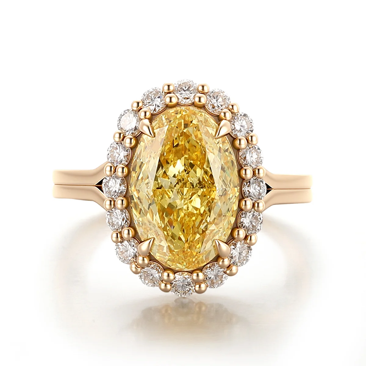 14k gold oval yellow lab grown diamond prong set halo engagement ring 1 14k gold oval yellow lab grown diamond prong set halo engagement ring 1