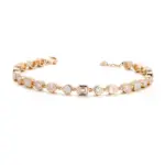 14k gold pear lab grown diamond bezel chain bracelet 1
