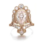 14k gold pear lab grown diamond bezel cluster engagement ring 1