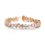 14k gold pear lab grown diamond bezel tennis bracelet 1