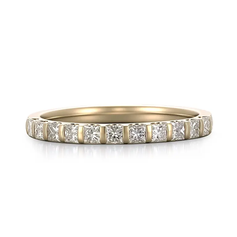 14k gold princess lab grown diamond channel set eternity ring 1