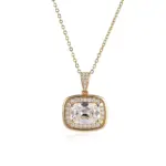 14k gold radiant lab grown diamond prong set pendent necklace 1