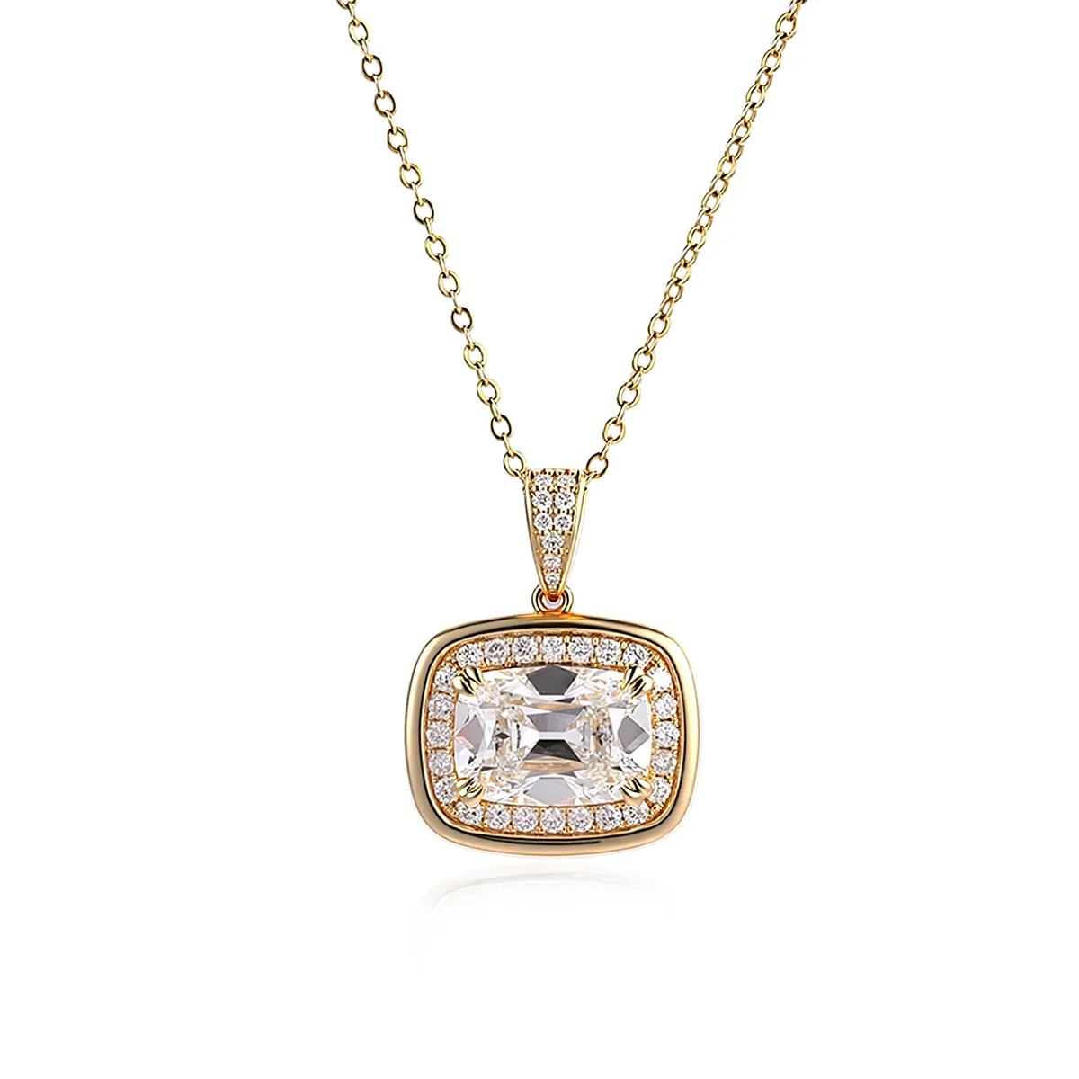 14k gold radiant lab grown diamond prong set pendent necklace 1 14k gold radiant lab grown diamond prong set pendent necklace 1