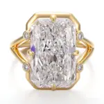 14k gold radiant lab grown diamond prong set split shank engagement ring 1