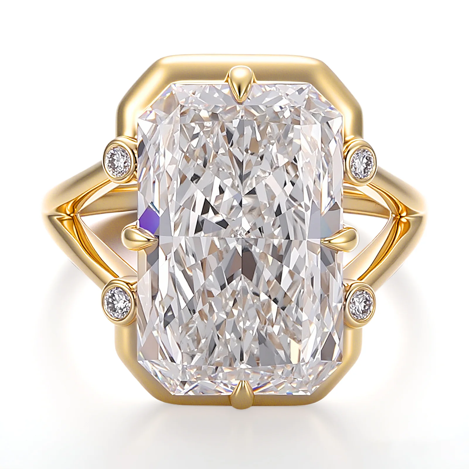 14k gold radiant lab grown diamond prong set split shank engagement ring 1 14k gold radiant lab grown diamond prong set split shank engagement ring 1