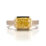 14k gold radiant yellow lab grown diamond bezel solitaire engagement ring 1