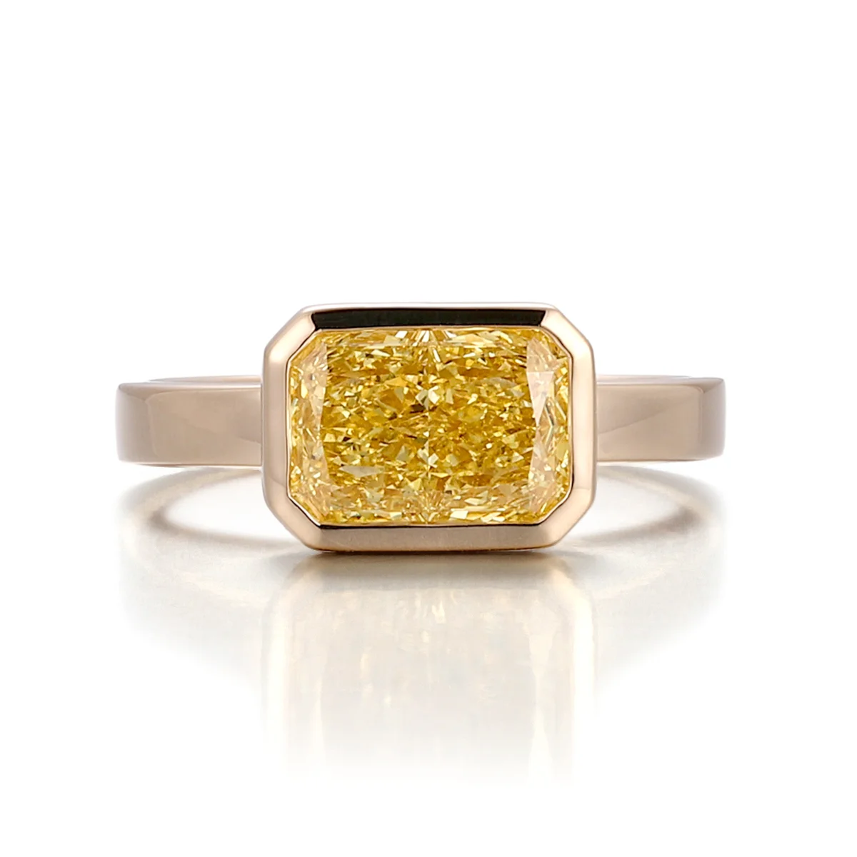 14k gold radiant yellow lab grown diamond bezel solitaire engagement ring 1 14k gold radiant yellow lab grown diamond bezel solitaire engagement ring 1