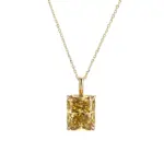 14k gold radiant yellow lab grown diamond prong set pendent necklace 1