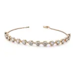 14k gold round lab grown diamond bezel chain bracelet 1