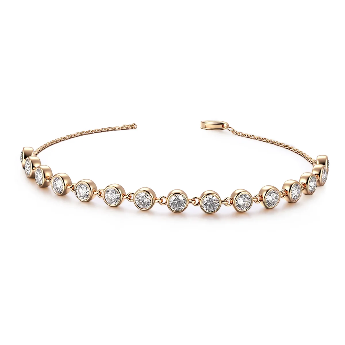 14k gold round lab grown diamond bezel chain bracelet 1 14k gold round lab grown diamond bezel chain bracelet 1