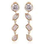 14k gold round lab grown diamond bezel drop earring 1