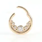 14k gold round lab grown diamond bezel hoop earring 1
