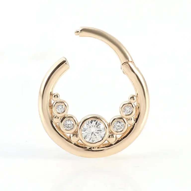 14k gold round lab grown diamond bezel hoop earring 1