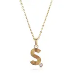 14k gold round lab grown diamond bezel initial necklace 1
