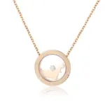 14k gold round lab grown diamond bezel pendent necklace 1