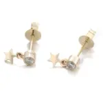 14k gold round lab grown diamond bezel stud earring 1