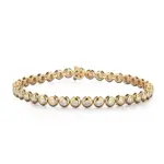 14k gold round lab grown diamond bezel tennis bracelet 1