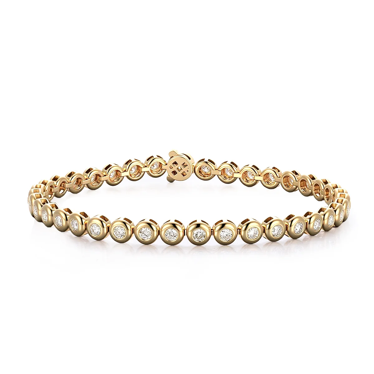 14k gold round lab grown diamond bezel tennis bracelet 1 14k gold round lab grown diamond bezel tennis bracelet 1