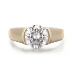 14k gold round lab grown diamond channel set solitaire engagement ring 1