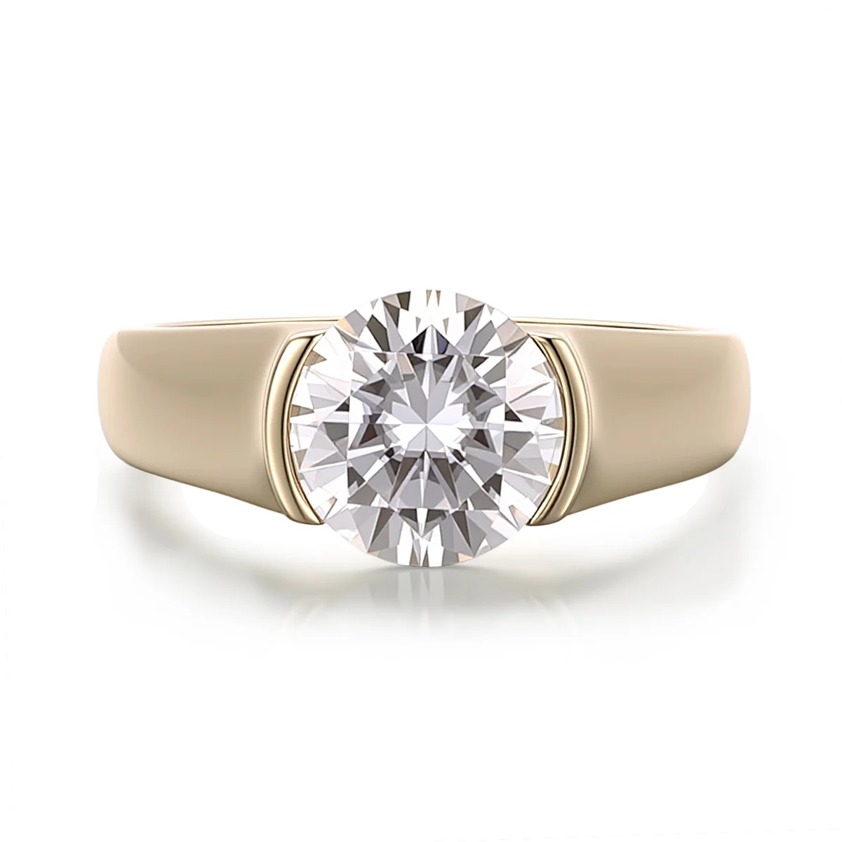 14k gold round lab grown diamond channel set solitaire engagement ring 1 14k gold round lab grown diamond channel set solitaire engagement ring 1