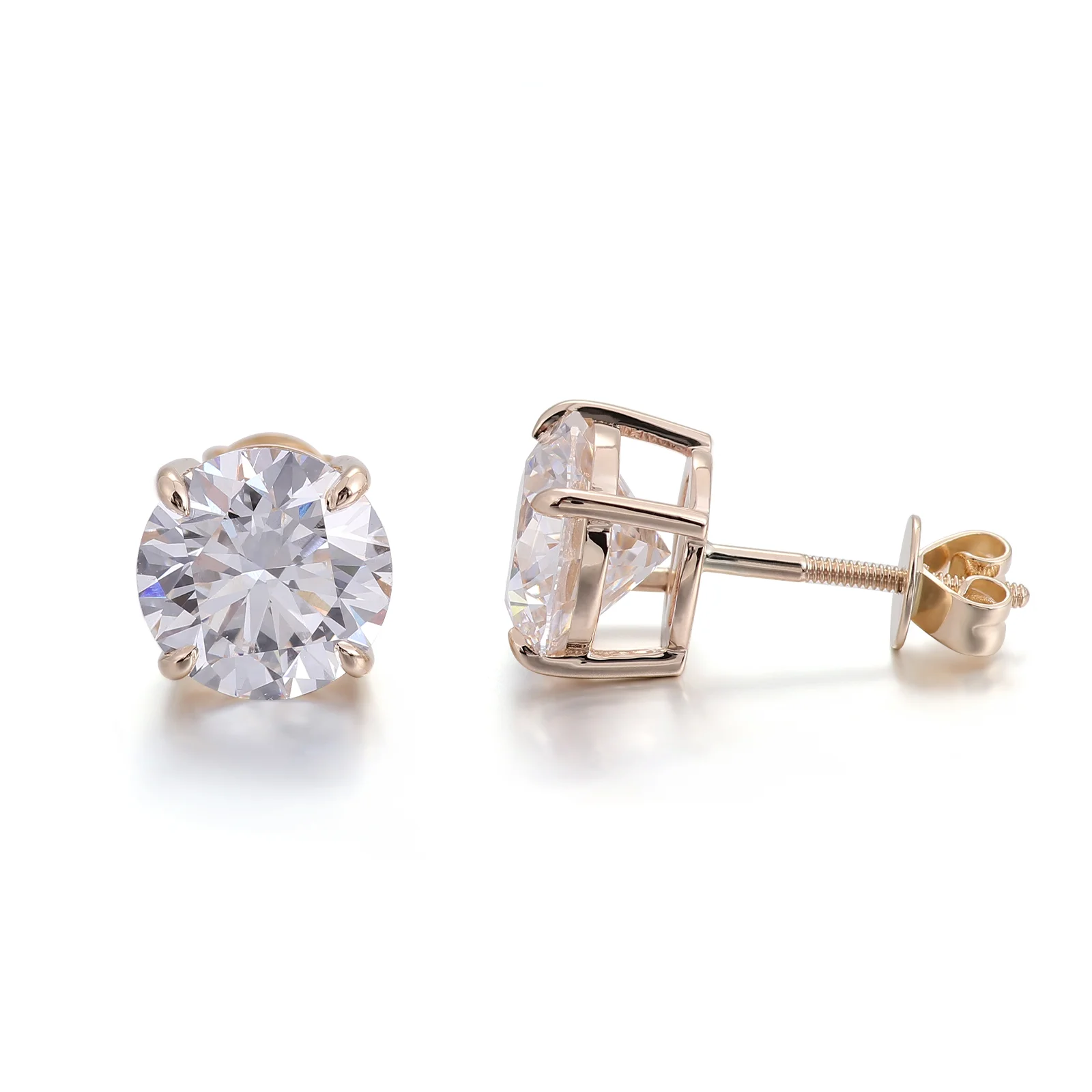 14k gold round lab grown diamond four prong stud earring 1 14k gold round lab grown diamond four prong stud earring 1